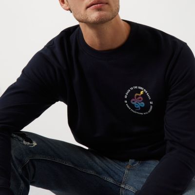 Navy sports snake logo sweatshirt